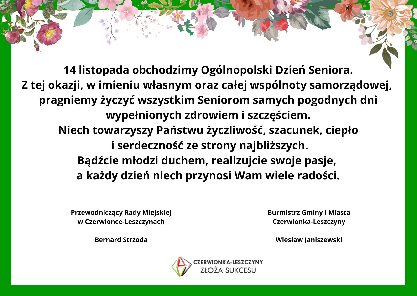 Życzenia z okazji Ogólnpolskiego Dnia Seniora